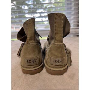 UGG Womens Suede Ankle Boots With Tassels & Rubber Sole